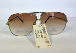 Vintage Foster Grant Aviator Sunglasses Sport Fg Gradient Gold Old Stock - Read