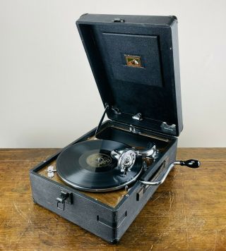 Hmv Gramophone Model 102 Wind Up Record Player Portable 78rpm Antique Vintage