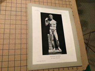 Vintage Mounted Sculpture Print - The Farnese Diadumenos - London British Museum
