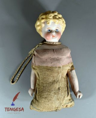 Antique German Pin Cushion Half Doll Figurine With Body And Arms
