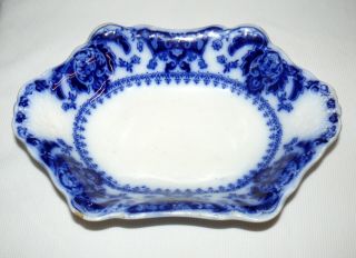 Antique Johnson Brother Florida Royal Flow Blue 9 " Bowl Dish Semi - Porcelain