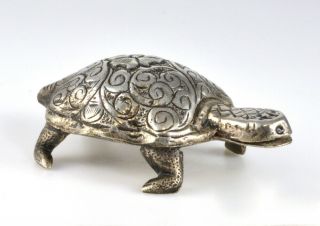 Sterling Silver Turtle With Japanese Chased Design Card Holder