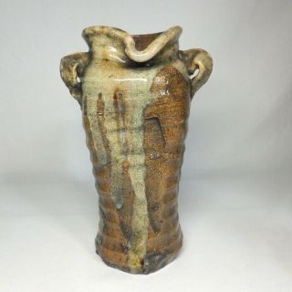 D0089 Japanese Old Iga Stoneware Flower Vase With Great Glaze And Wonderful Form
