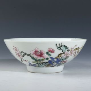 Antique Chinese Famille Rose Porcelain Bowl With Flowers
