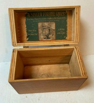 Vintage A Singer For The Girls Antique Singer Sewing Machine Wood Box Only