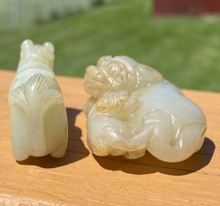Chinese Carved Jade Animals Horse and Lion 20th century 3
