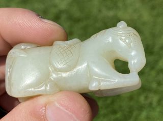 Chinese Carved Jade Animals Horse and Lion 20th century 6