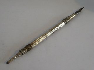 Antique Silver Plated Dip Pen And Pencil Combination Ref 10