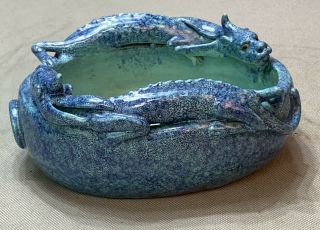 Antique Chinese Porcelain Robin’s Egg Blue Brush Washer Bowl Dragons Qing 19thc