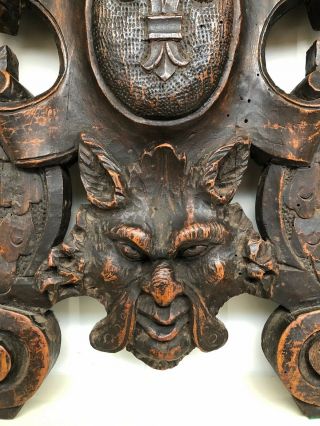 Antique Winged Griffin/ Gargoyle/ Lion Pediment Carving in wood 5