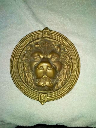 Vintage Figural Lion Head Door Knocker Solid Brass
