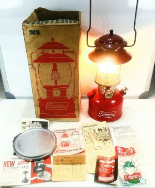 Vintage Coleman 200a Red Single Mantle Lantern 2 - 1975 W/extras