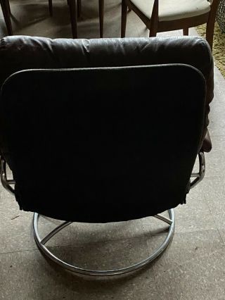 2 Vintage Ekornes Stressless Recliner Leather Chairs Chrome MCM Norway 6