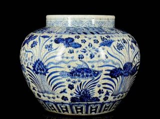 Chinese Antique Ming Dynasty Blue&white Porcelain Fish Pot