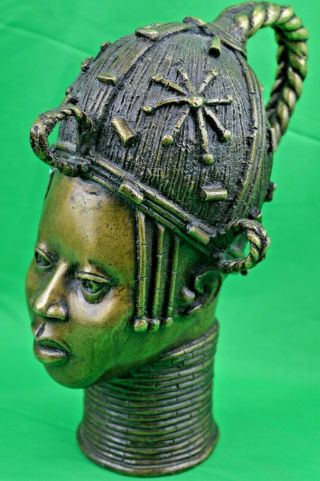 Large (3.  42 Kg) Mid 20th Century African Benin Bronze Queen Bust / Statue,  C1950