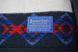 Vintage Pendleton Beaver State Wool Blanket Buffalo Red White Blue Flag 84x60 