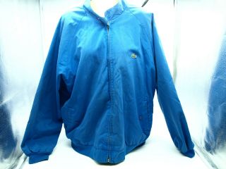 Mens Vintage Izod Lacoste Windbreaker Jacket Coat L Full Zip Plaid Lining Blue