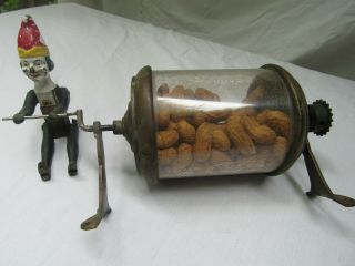 Vintage Antique Cretors Peanut Toasty Roasty Clown And Peanut Jar