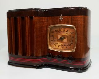 Old Antique Wood Emerson Vintage Tube Radio - Restored Art Deco Ingraham Cabinet