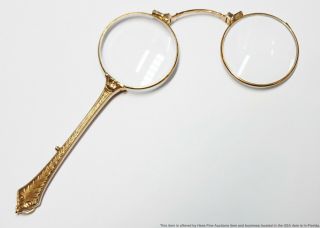 Heavy 14k Gold Spring Loaded Reading Glasses Pendant Antique