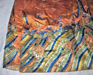 Exceptional Antique Chinese Brown Silk Dragon Robe Textile with Great Detail 4