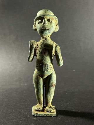 Ancient Persian Bronze Statuette Of Soldier / Warrior In Battle Dress Ca 500bc