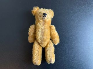 Antique Small 5 Inch Tall Teddy Bear With Glass Eyes & Jointed Arms & Legs 2