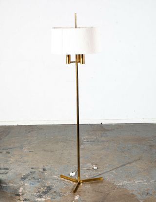 Mid Century Modern Floor Lamp Shade Lighting Mcm Solid Brass Gold Jo Hammerborg