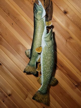 Northern Pike Wood Carving Taxidermy Fish Lure Fish Decoy Casey Edwards 2