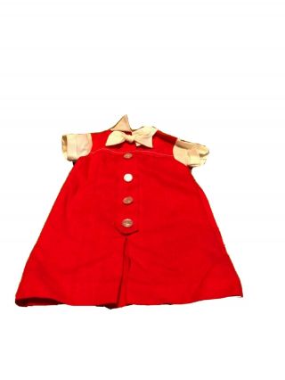 Vintage Red & White Doll Dress For 14 " - 18 " Doll Long Floor Length Handmade