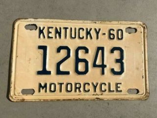 Antique Vintage Kentucky 1960 Collectible Motorcycle License Plate