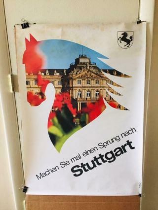 Vintage Travel Poster Stuttgart 33 " X 23 - 1/2 " Stock Horse Head