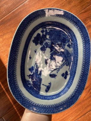 A Fine Antique Chinese Blue And White Platter Plate Qianlong Period 4