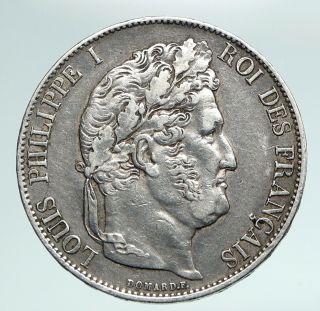 1847 France King Louis Philippe I French Antique Old Silver 5 Francs Coin I90978
