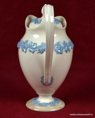 Antique Wedgwood Embossed Queensware Tea Pot Light Blue on Cream 3