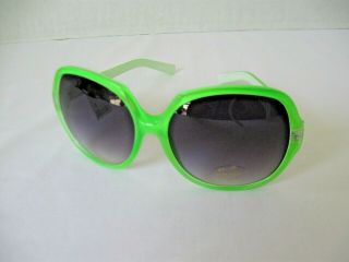 Large Frame Sunglasses Neon Lime Green Vintage Retro Nwt