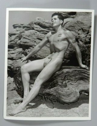Male Nude Print Vintage Western Photography Guild 4x5 Posing Strap Era