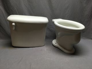 Antique Ceramic White Porcelain Complete Toilet Bowl Tank Lid Old Vtg 215 - 20e
