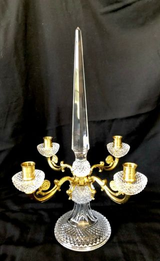 Antique Empire French Cut Glass Baccarat Dore Gilt Bronze Candelabra Spire Wow
