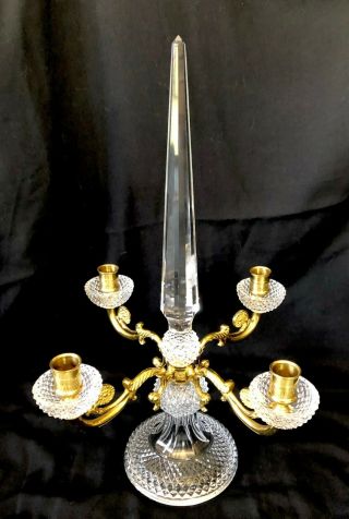 Antique Empire French Cut Glass Baccarat Dore Gilt Bronze Candelabra Spire WOW 2