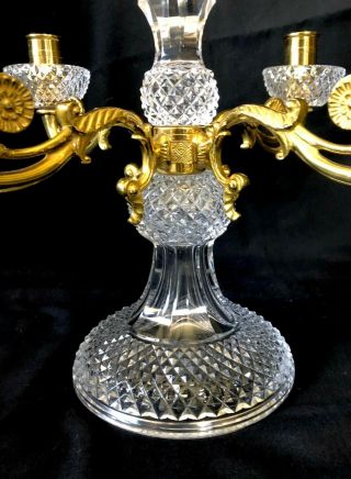 Antique Empire French Cut Glass Baccarat Dore Gilt Bronze Candelabra Spire WOW 4
