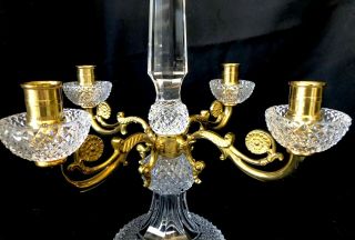 Antique Empire French Cut Glass Baccarat Dore Gilt Bronze Candelabra Spire WOW 5