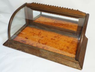 Antique Small Oak Curved Glass Gum Display Case Showcase Mirrored Jones & Hill