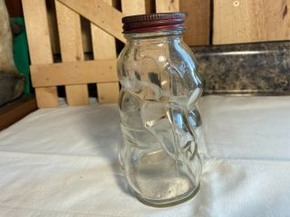 Antique 1930 ' s Hazel Atlas Glass Piggy Jar Brother Can You Spare A Dime? 2