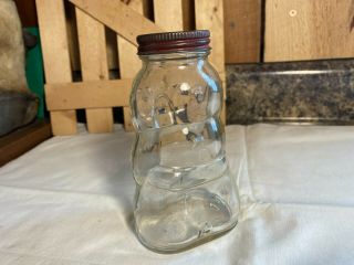 Antique 1930 ' s Hazel Atlas Glass Piggy Jar Brother Can You Spare A Dime? 3
