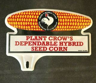 Vintage Crows Hybrid Seed Corn License Plate Topper Rare Old Advertising Sign