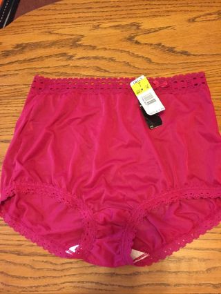 Vtg Nwt Olga Nylon Panties Fusha Wide Soft Lace Bow High Waist Size 7 L 00873