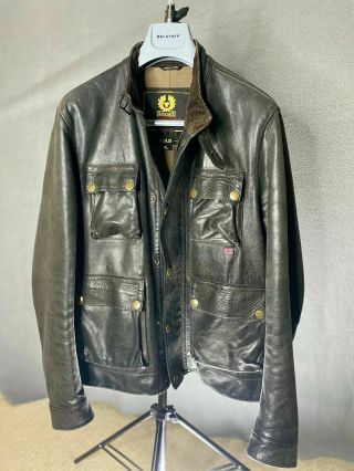 Belstaff Brad Leather Jacket Antique Black/brown Xl