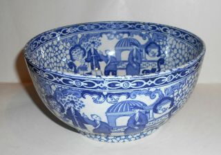 Antique William Adams Blue & White Chinese Bird Pattern Pottery Bowl