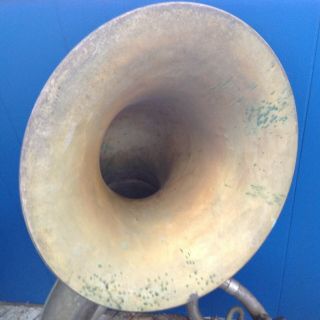 ANTIQUE CONN SOUSAPHONE 114372 PEATE ' S MUSIC HOUSE INC UTICA NY SILVER ON BRASS 2